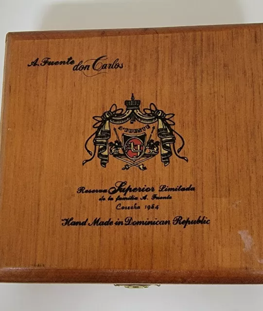 Wood Cigar Box Handmade Empty A Fuente Don Carlos Reserve  Holds 25 Cigars