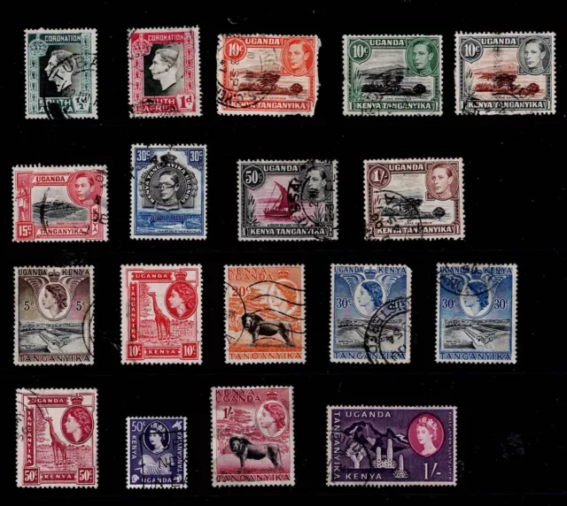 Stamps British Empire   A Selection From Uganda Tanganyika and Kenya KGV1 -QE11