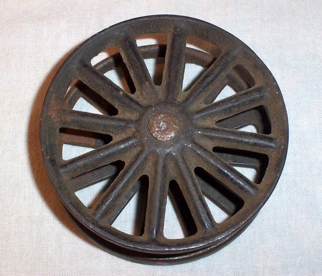 Old antique 4" Double Wheel Hardware for carrying a Sliding Barn or Garage Door 7