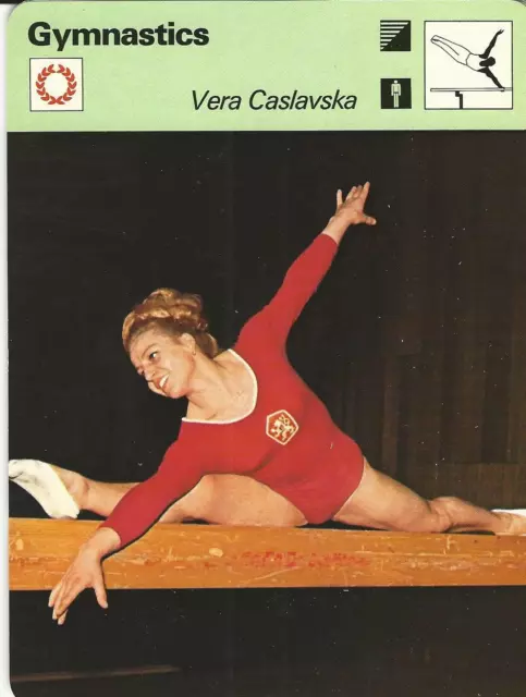 1977-79 Sportscaster Card, #09.13 Gymnastics, Vera Caslavska