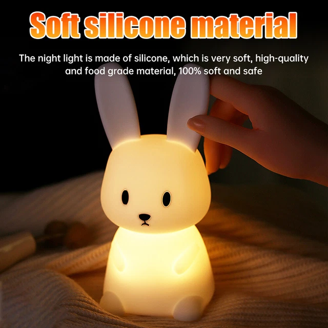 7 COLOR CHANGE Rechargeable LED Night Light Cute Silicone Rabbit Lamp