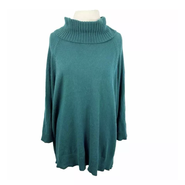 Soft Surroundings Green La Ceiba Sweater Tunic Top Button Back 3/4 Slvs Size 1X