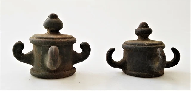 antique victorian 2pc LOT wrought IRON FINIAL with HOOKS architectural salvage