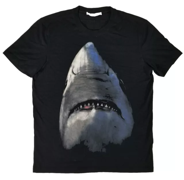 GIVENCHY Shark Graphic Print Men's T-Shirt Black Cuban (Slim) Fit Size L Genuine
