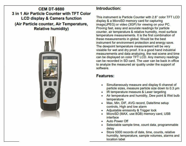 PORTABLE DIGITAL 6-CHANNEL Air Dust Particle Counter Temperature ...
