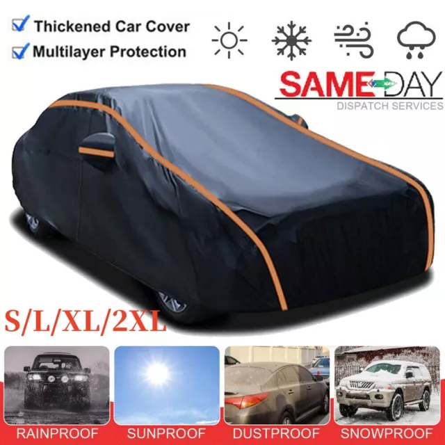 Waterproof 6 Layer Car Cover Heavy Duty Cotton Lined UV Protection - Size Large