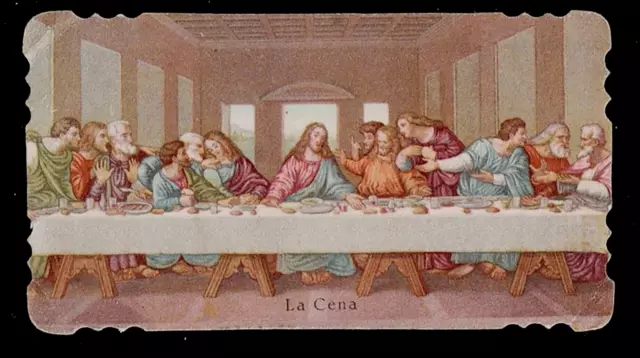 antico santino holy card image pieuse Heiligenbildchen  Gesù L'ultima cena