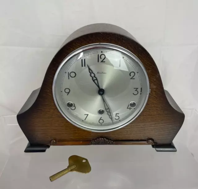 Bentima Mahogany Cased Chiming Mantle Clock. Perivale Movement. (D3)