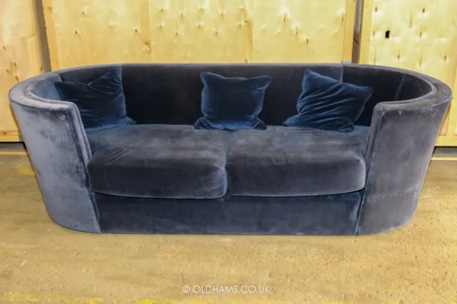 Stunning Early Terence Conran Plaza Curved Sofa - Aladin Blue Velvet - 2003
