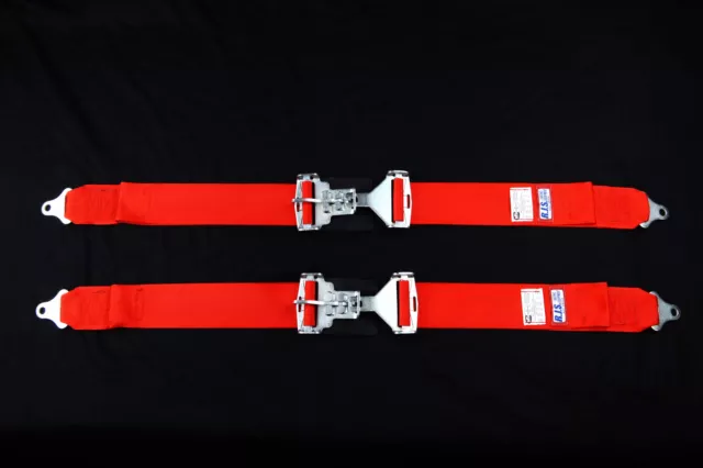 Rjs Racing Sfi 16.1 Latch & Link 3" Lap Belts Red Pair 50502-4 15001904 2