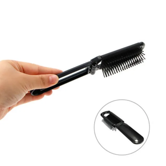 Hairbrush Compact Mirror Folding pocket handbag hair brush w/ mirror NEW