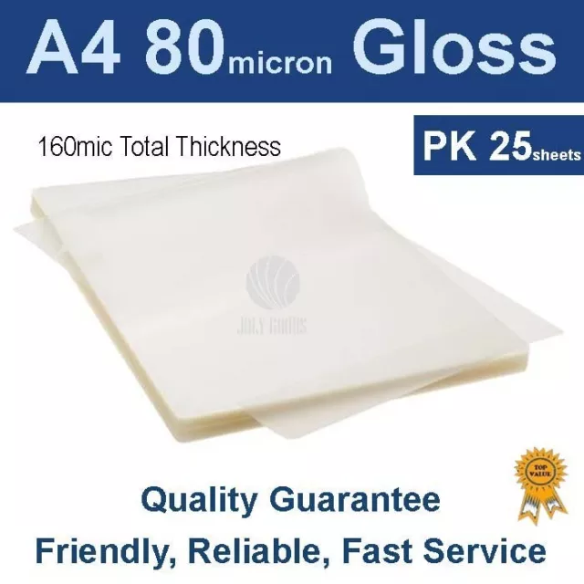 A4 Laminating Pouches 80 micron Gloss (PK 25)