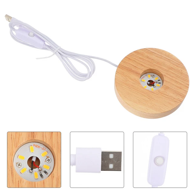 2 pezzi - Indicatore Luce LED - Base - Legno Supporto Base Illuminato per Cristallo