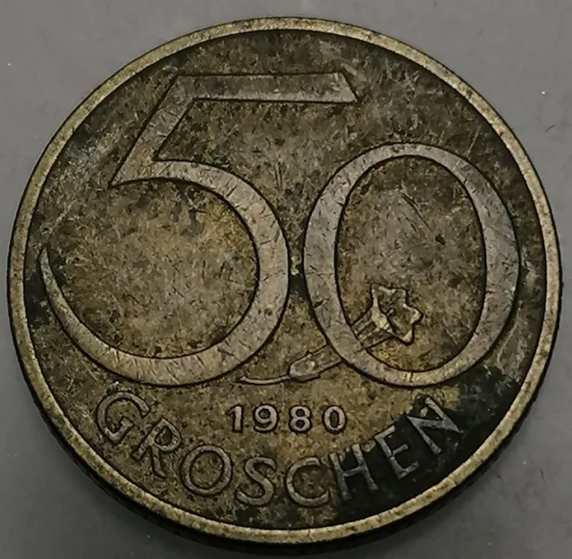 Austria 50 Groschen 1980 Aluminium-bronze Coin C37