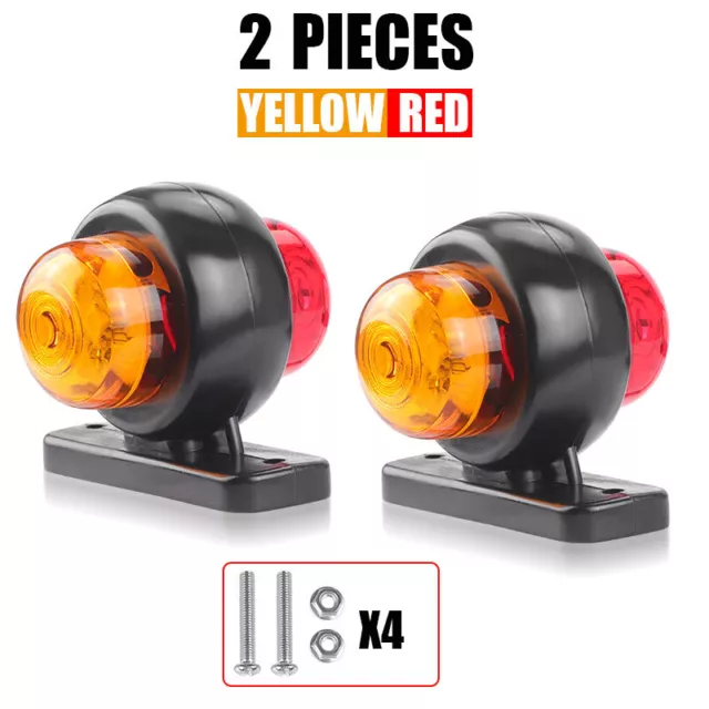 4X Double Face Red/Amber LED Side Marker Light Fender Turn Signals Truck Trailer