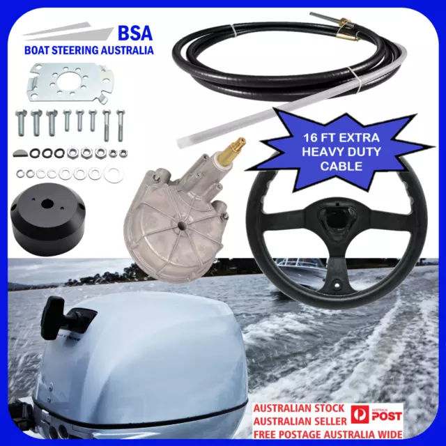 BOAT STEERING KIT  16FT / 4.8m  Cable Helm Wheel Multiflex Teleflex Compatible