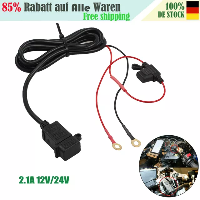 12V 2.1A Motorrad Ladegerät USB Adapter Stecker Kabel Wasserdicht Für Handy GPS