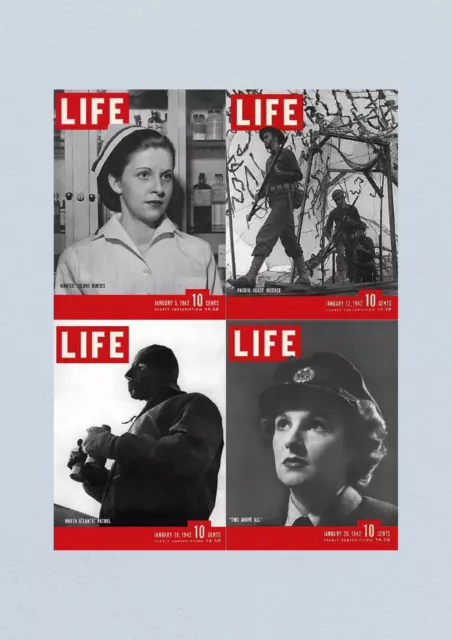 Life Magazine Lot of 4 Full Month of January 1942 5, 12, 19, 26 WWII WAR ERA