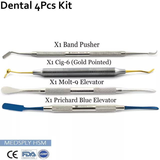 Periosteal Elevator Molt 9 & Prichard, Band Pusher Dental Implants Instruments