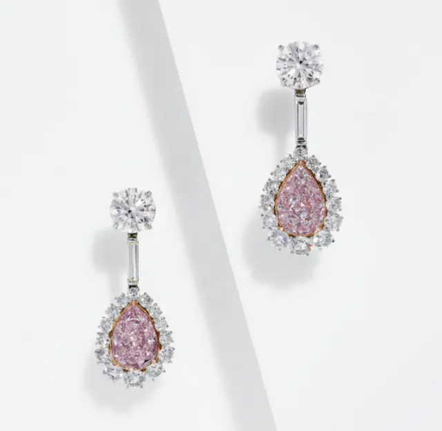 Lab-Created Fancy Intense Pink & White Modified Brilliant-Cut Diamonds Earrings