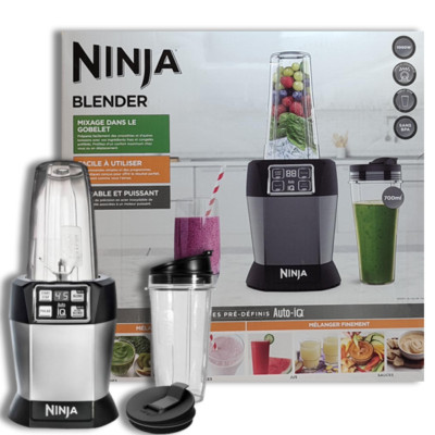 brocca da 2,1 l BN750UK 1200 W nero/argento Ninja Frullatore 2 in 1 con Auto-iQ tazza da 0,7 litri 