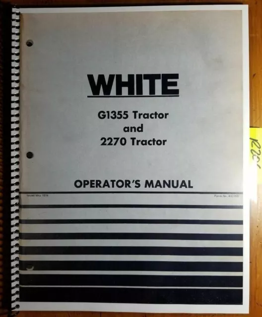 White Oliver Cockshutt 2270 Minneapolis-Moline G1355 Tractor Operator Manual '74