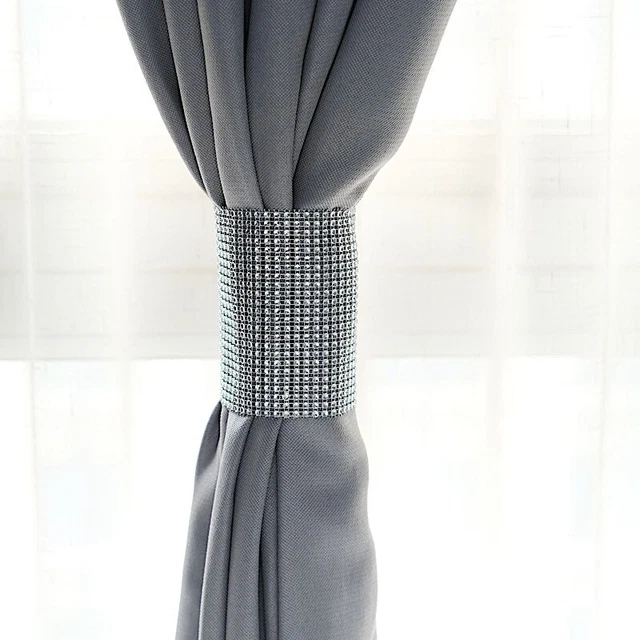 4 SILVER Rhinestone Mesh CURTAIN Tie Backs  Drapery Holdbacks Party
