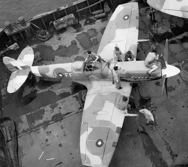 World War Two Photo WW2 Royal Air Force Spitfire XIV on Carrier RAF WWII  8425