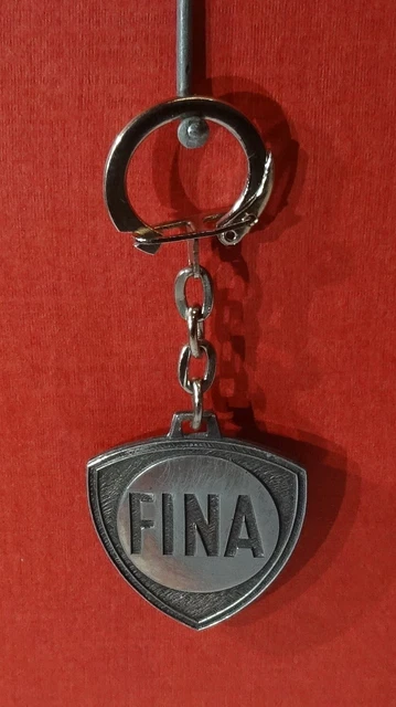 Original alter FINA ÖL BENZIN TANKSTELLE Metall Schlüsselanhänger Rarität