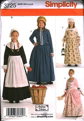 3725 Vintage Simplicity Cucito Motivo Ragazze Costume Prateria Pioneer Abito Top