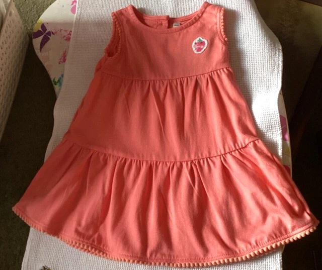 Nuovo abito estivo senza maniche per bambine 12-18 mesi rosa corallo GRATIS P&P NUOVO CON ETICHETTE
