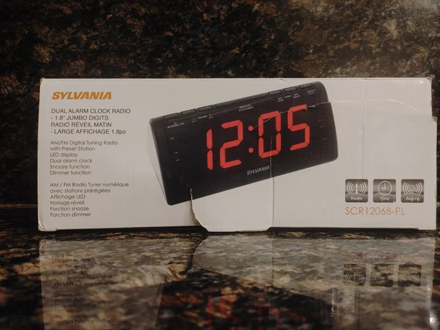SYLVANIA &DUAL ALARM& AM/FM Clock Radio With 1.8