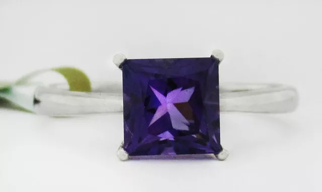 GENUINE 1.18 Cts AMETHYST RING 10k WHITE GOLD -Free Certificate Appraisal - NWT