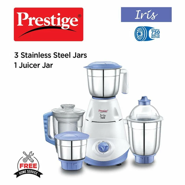 Prestige IRIS 750W Mixeur Broyeur Avec 3 Acier Inoxydable Bocal + 1 Presse
