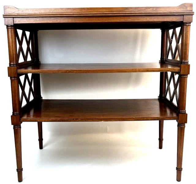 Vintage Chippendale Mahogany? Wooden 3 Tier Side End Table Display Shelf Unique