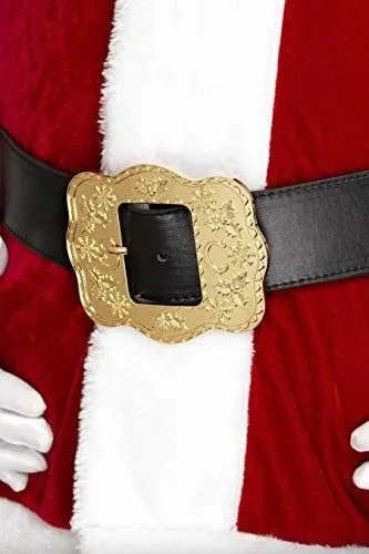 Black Santa Father Christmas Belt with Gold Buckle Fancy Dress Accessory