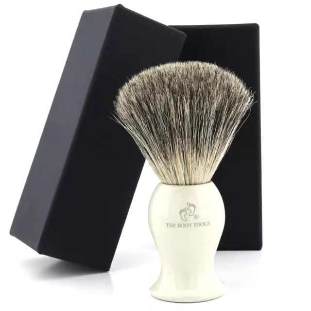 Shaving Brush-Ivory Color Badger Bristles Professional Barber Salon Beard Clean