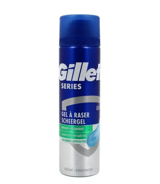 22,46€/L- 6x Gillette Series Rasiergel Beruhigend–Sensitive Skin–Aloe Vera-200ml