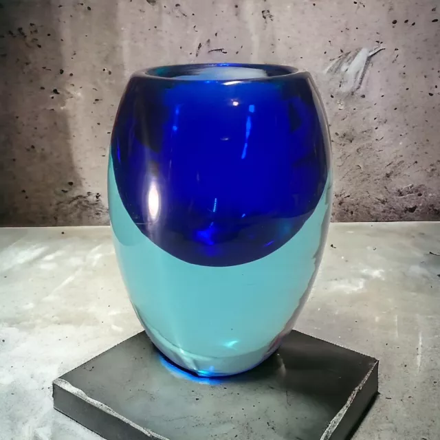 Sommerso Cobalt And Teal Heavy Glass Votive-unmarked