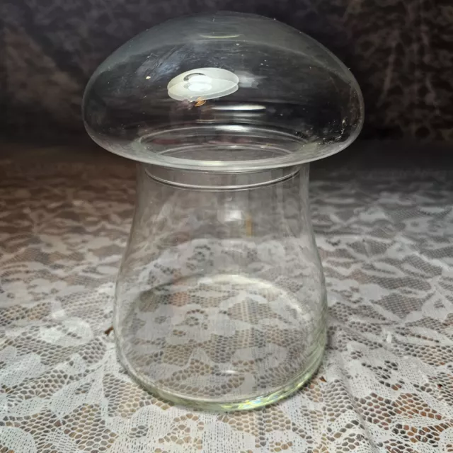 Vtg. Libbey 8” Clear Glass Mushroom Terrarium Apothecary Bubble Lid Jar W/  Lid