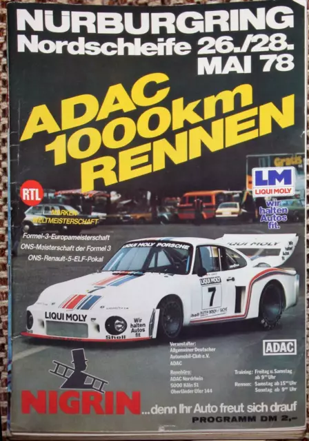 ADAC 1000km Rennen 26./27. Mai 1978  Nürburgring Programmheft