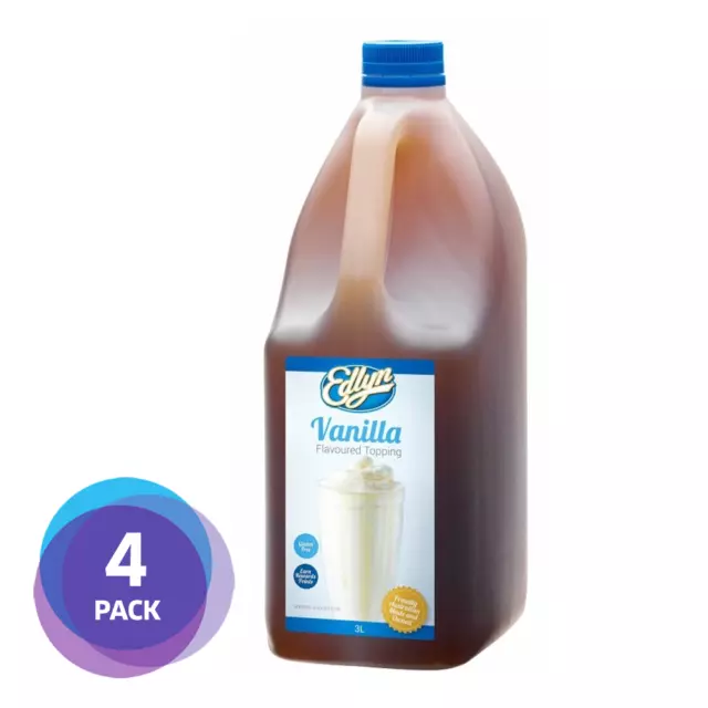 [4 PACK] Edlyn Vanilla Flavoured Topping 3L | Syrup, Milkshake, Thickshake