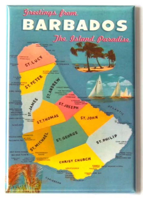 Greetings from Barbados FRIDGE MAGNET map travel souvenir