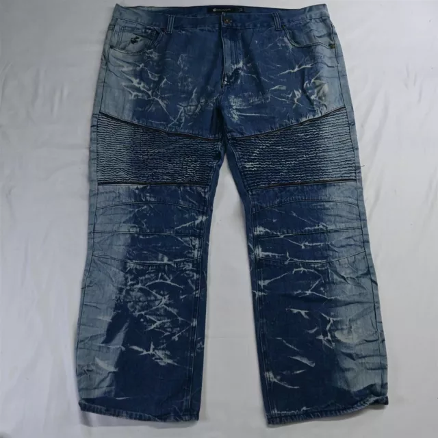 Rocawear 48 x 32 Classic Fit Urban Moto Splatter Wash Denim Mens Jeans