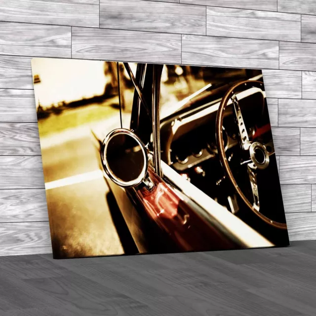 Vintage Car Mirror Retro Fragment For Classic Cars Canvas Print Large Picture