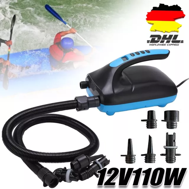 Elektrische Luftpumpe 12 Volt Auto, 20PSI SUP Pumpe Schlauchboot Luftmatratze