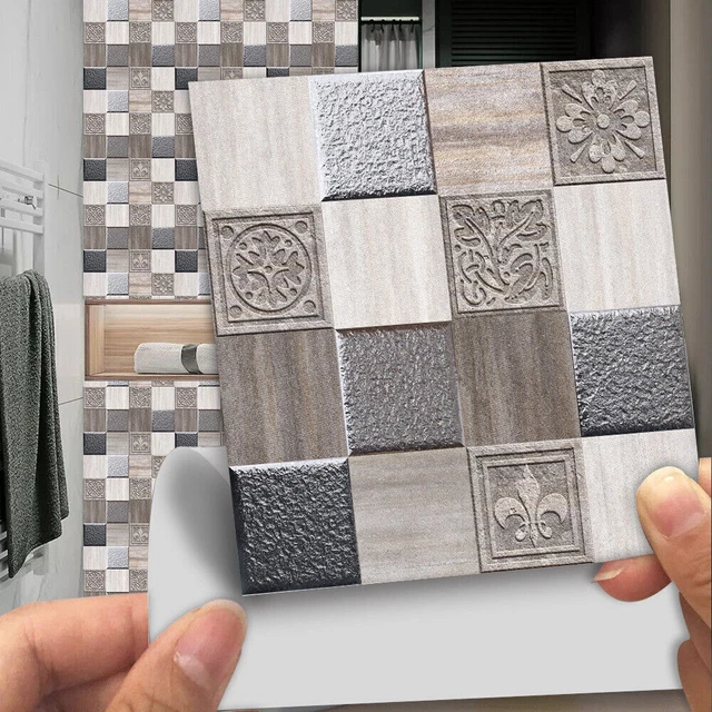 SELF ADHESIVE DIY Creative Mosaic Tile Stickers Kitchen Bathroom Wall ...