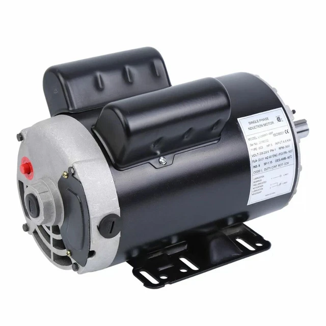 5HP 3450RPM Air Compressor Duty Electric Motor Single Phase 208-230V 7/8" Shaft