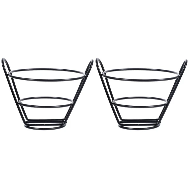 2pcs Hollow-out Snack Basket French Fries Holder Metal Snack Holder Fried