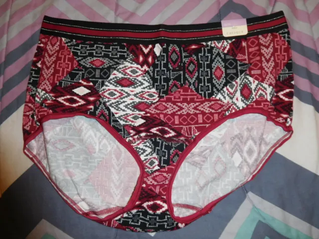 Nwt 18/20 Cacique Full Brief Cotton Blend Wide Band Red Black Nordic Panty